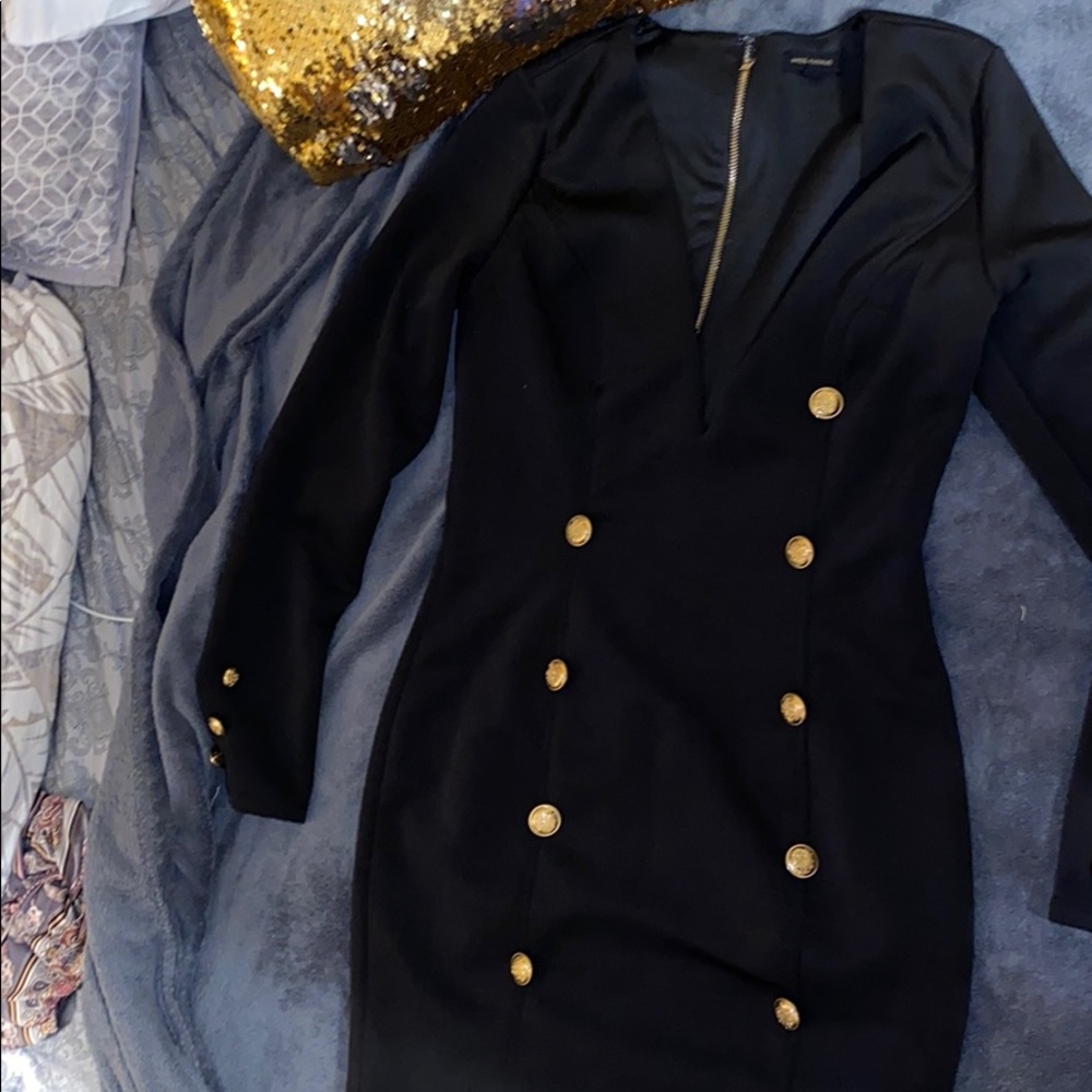 Miss Avenue Deep Plunge Black Dress